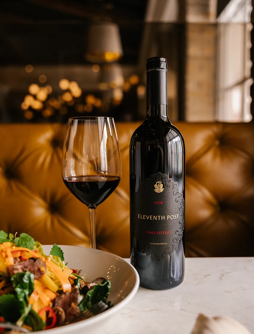 Red wine and dinner at 11th Post On Queen.